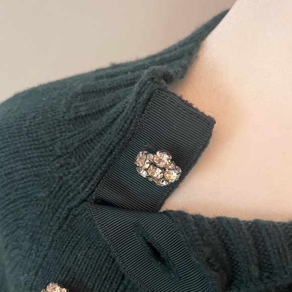 J.Crew green sweater with rhinestone buttons xs - Picture 7 of 9